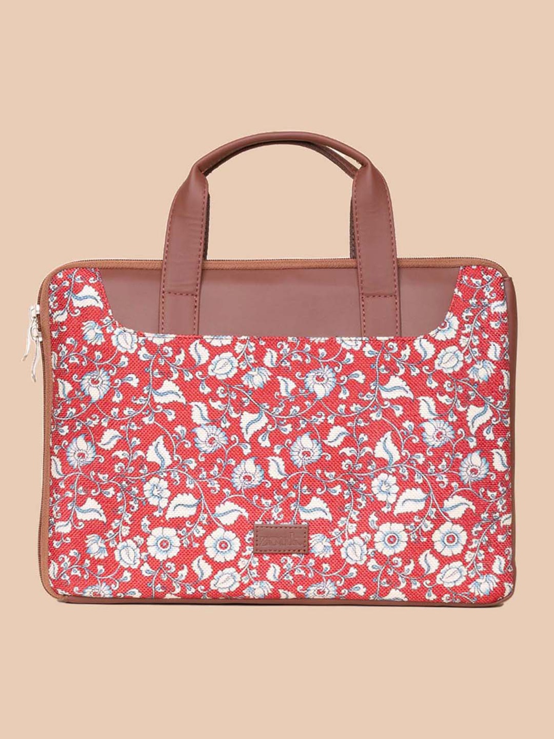 

ZOUK Women Red & Brown Printed Jute Laptop Sleeve