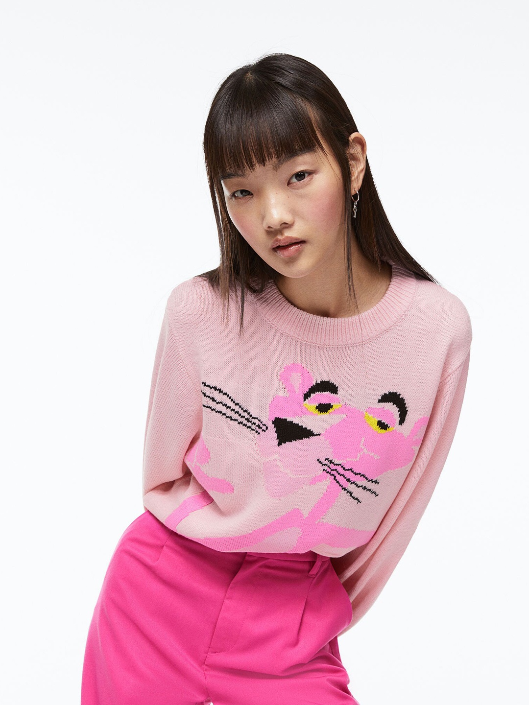 

H&M Women Jacquard-Knit Jumper, Pink