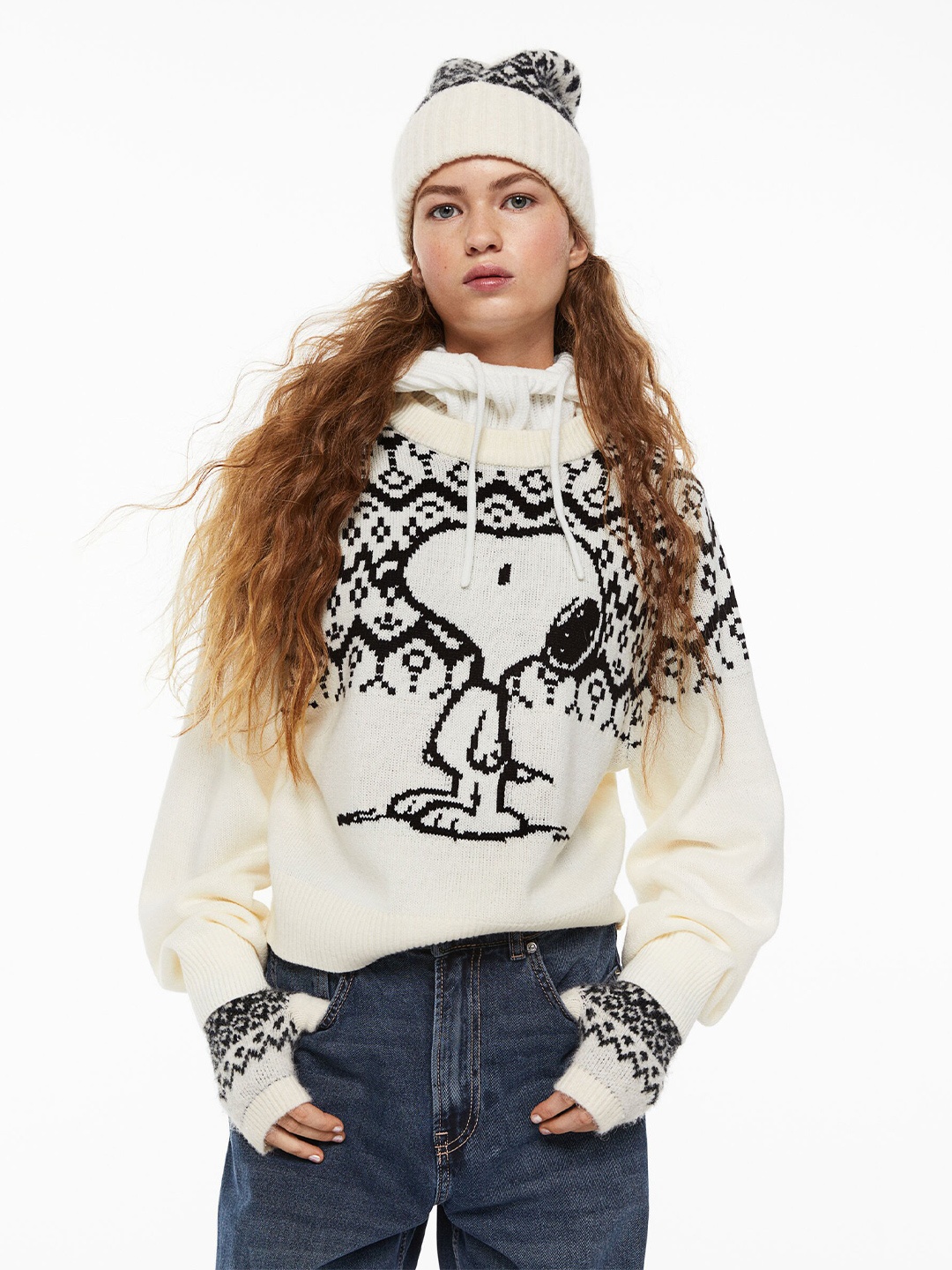 

H&M Women Jacquard-Knit Jumper, Off white