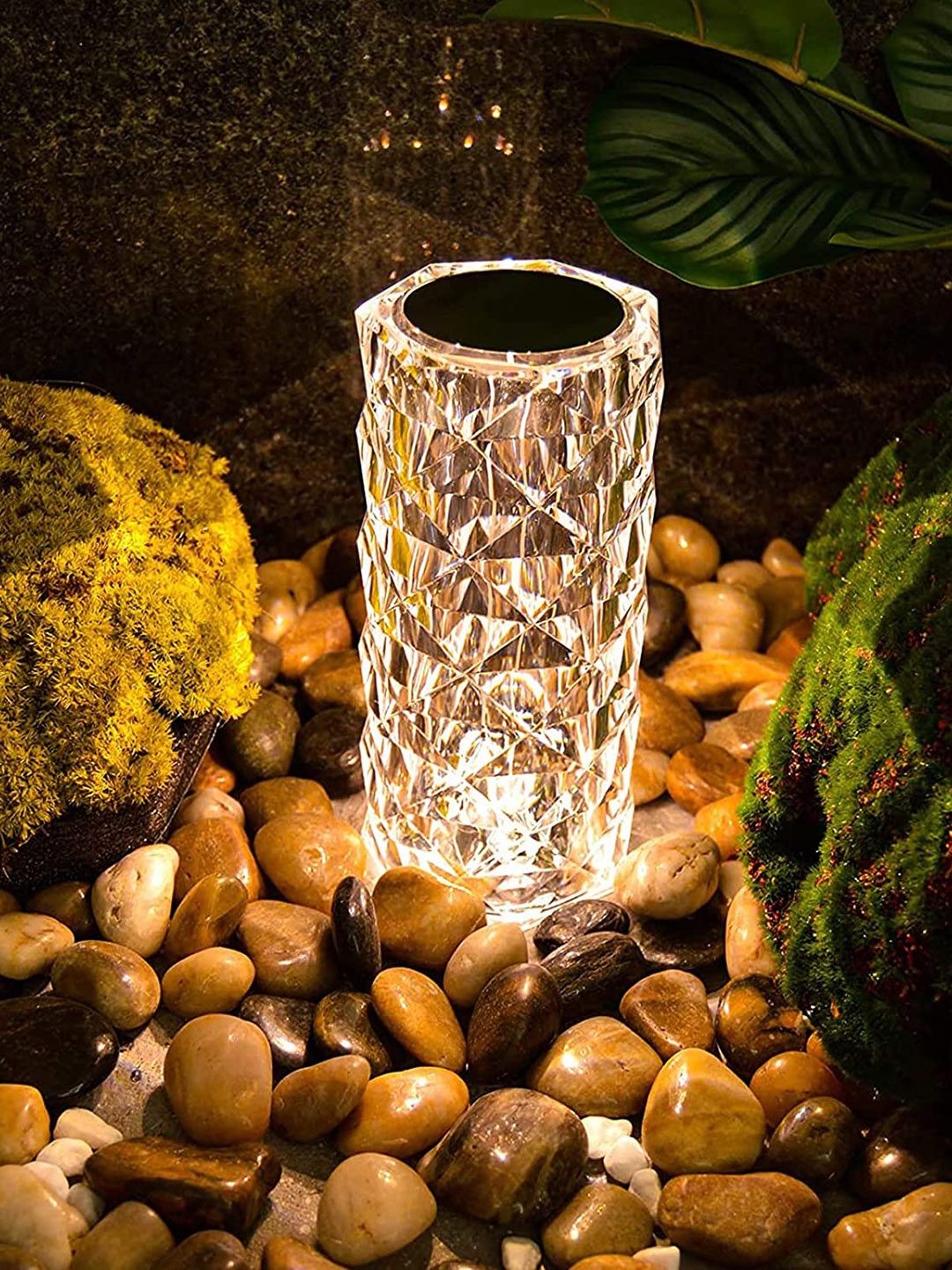 

XERGY White Textured Color Changing Crystal Night Table lamp
