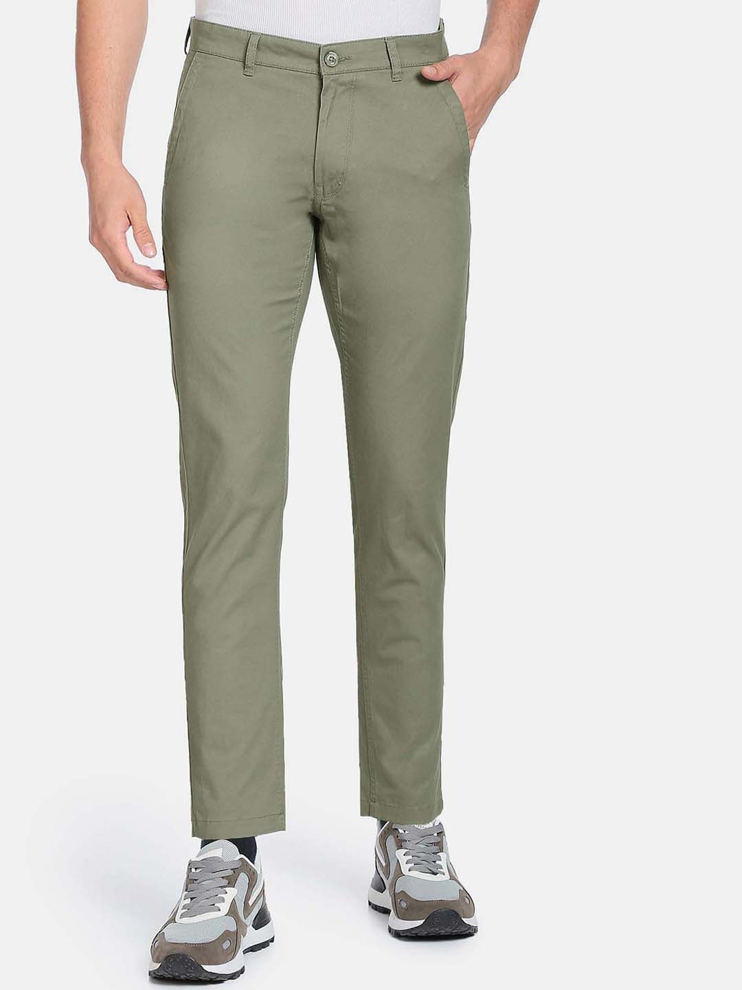 

Flying Machine Super Slim Fit Twill Cross Pocket Chinos, Green