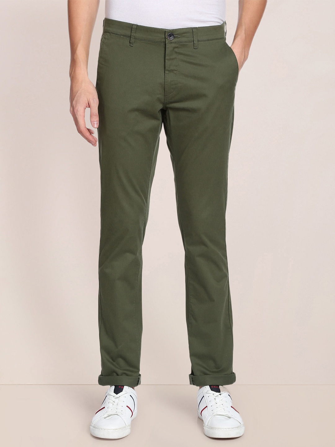 

U.S. Polo Assn. Men Slim Fit Chinos Trousers, Olive