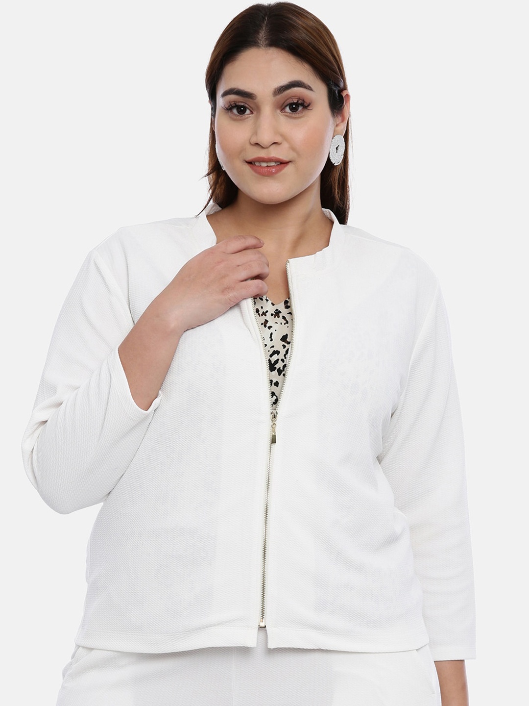 

The Pink Moon Women Plus Size Open Front Jacket, White
