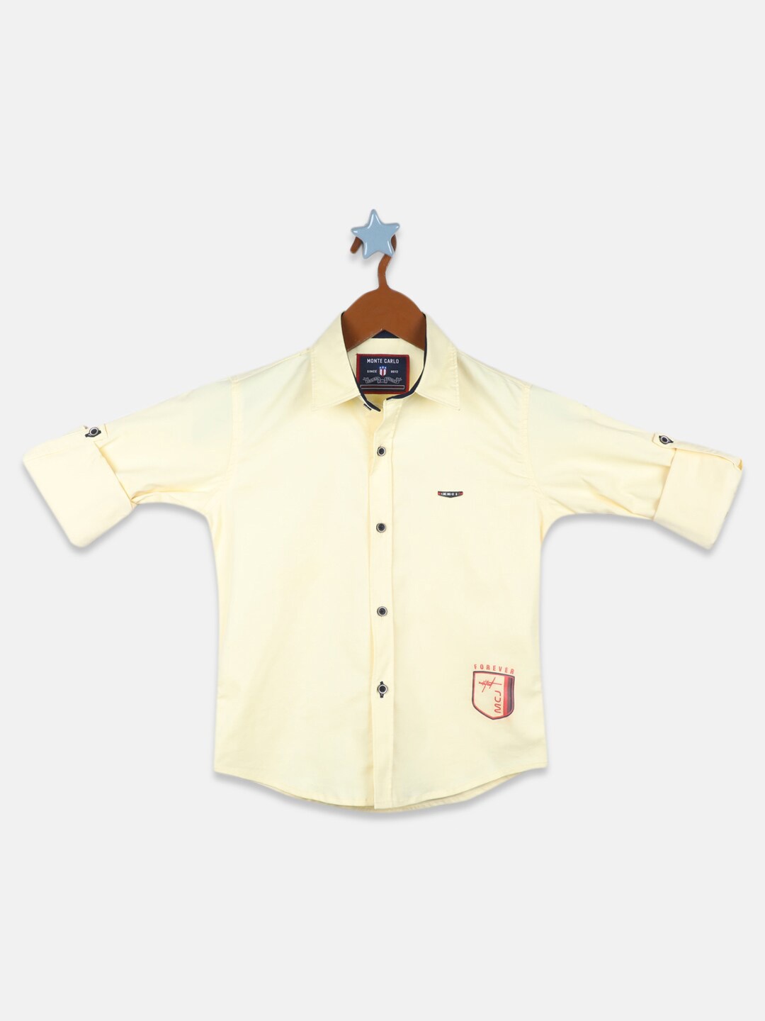 

Monte Carlo Boys Spread Collar Pure Cotton Casual Shirt, Yellow