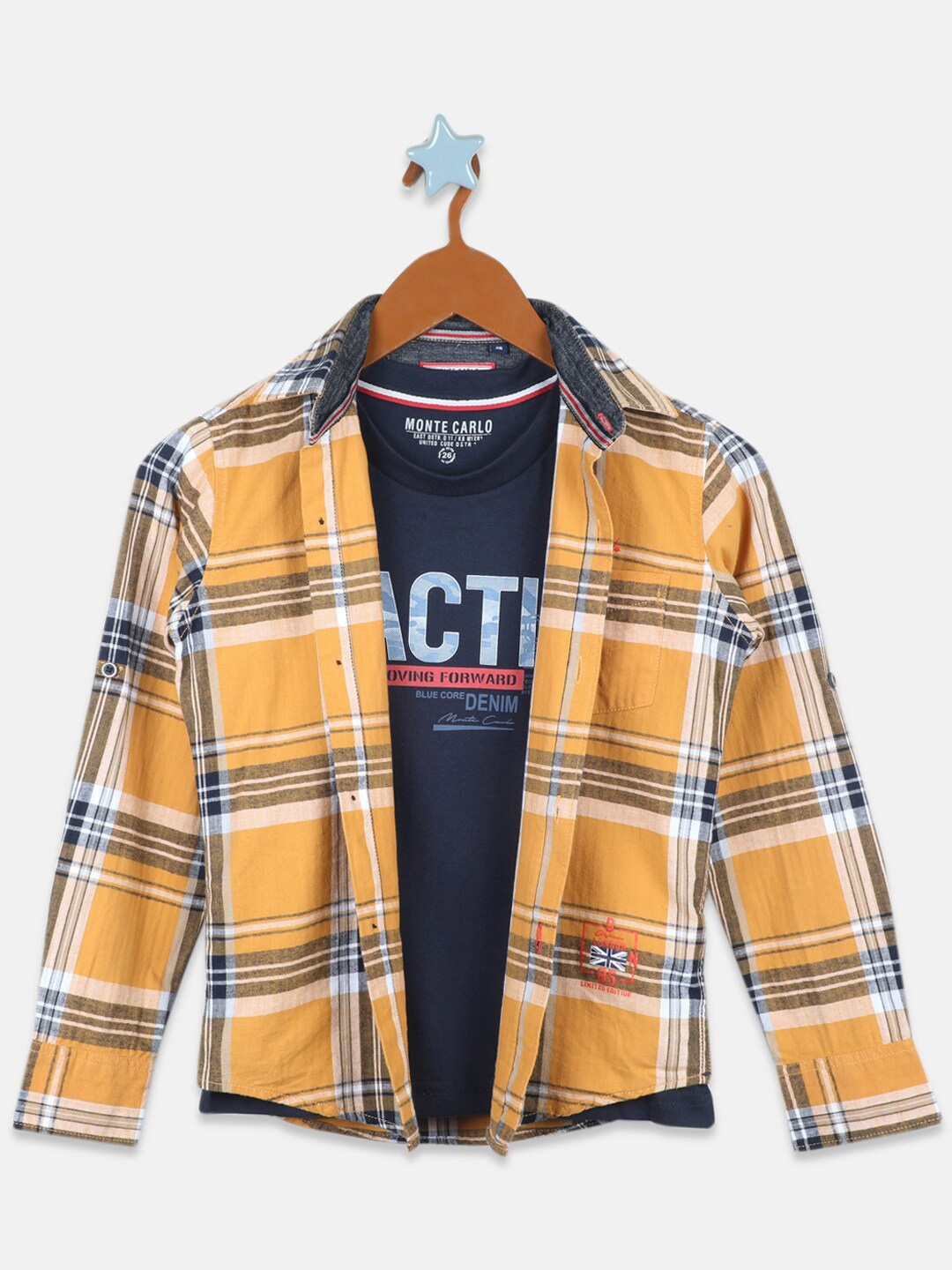 

Monte Carlo Boys Tartan Checked Casual Cotton Shirt, Mustard