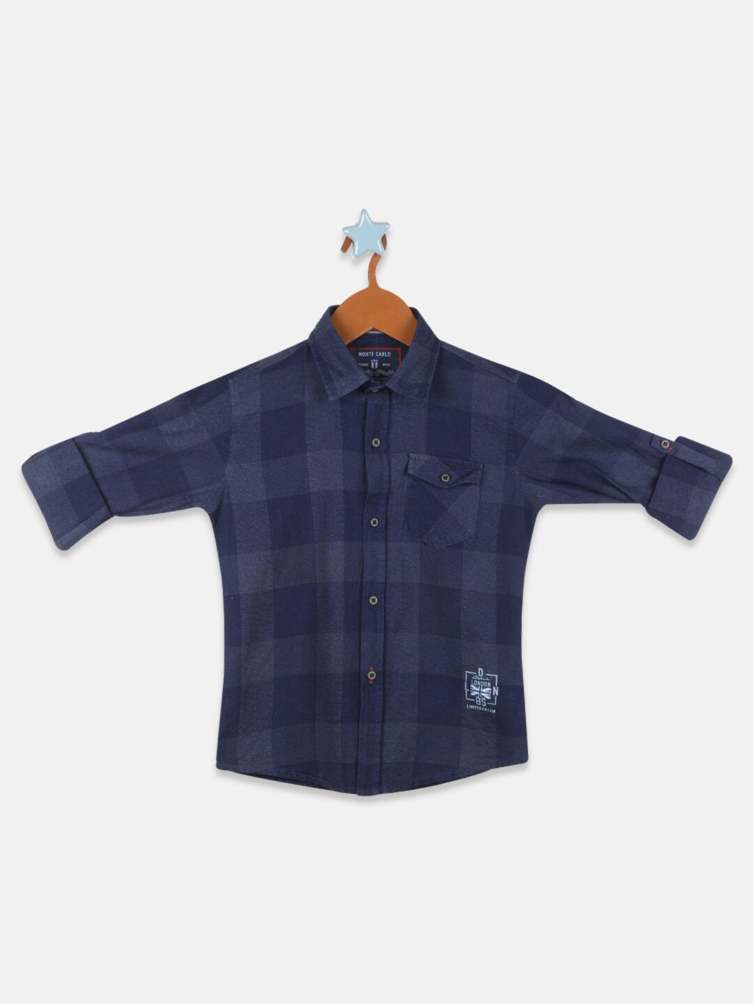 

Monte Carlo Boys Checked Casual Cotton Shirt, Navy blue