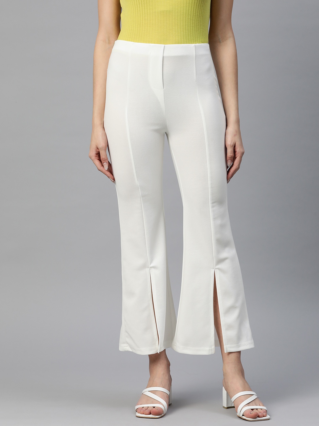 

plusS WORX Flared High-Rise Trousers, White