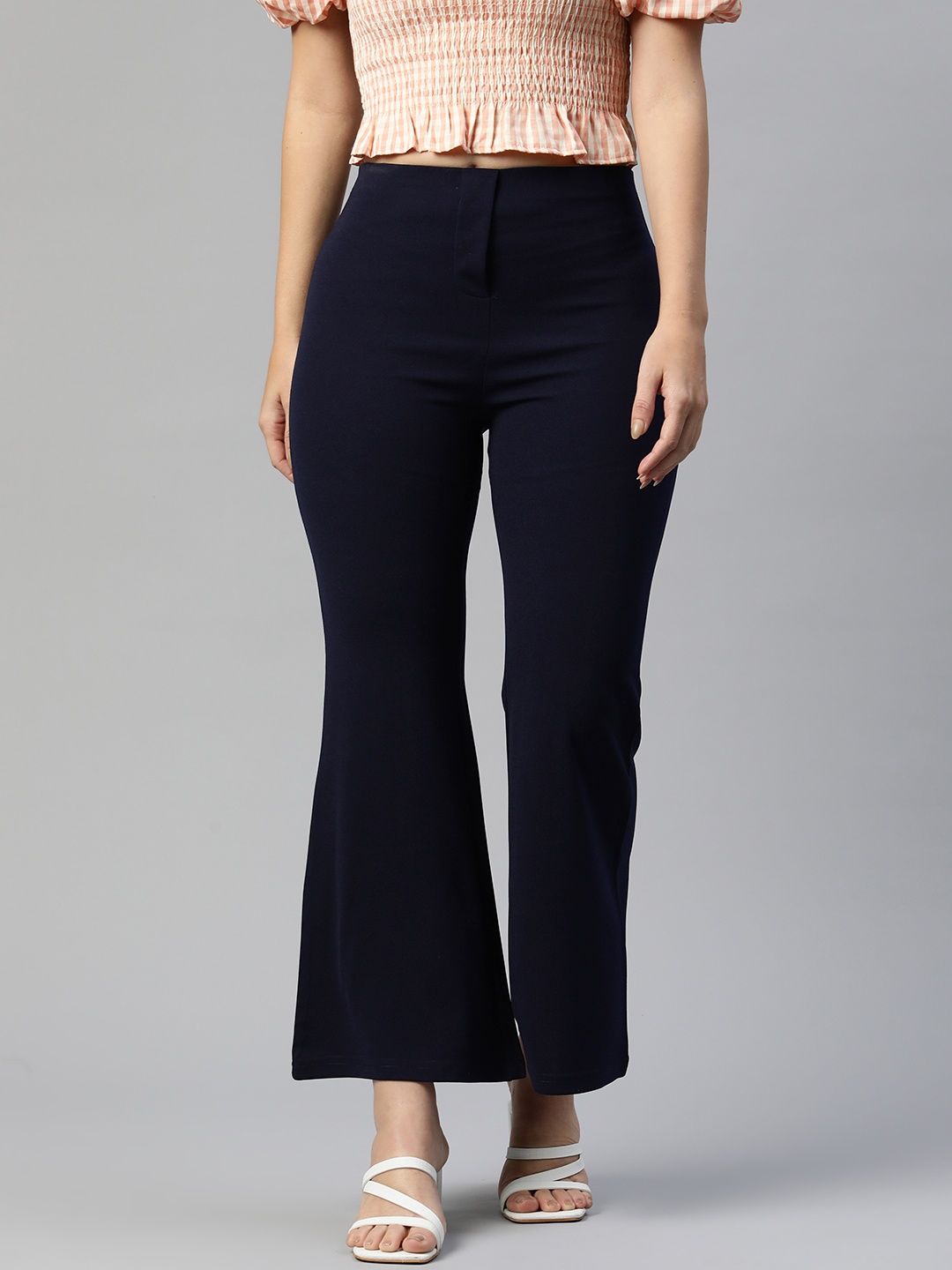 

plusS WORX Flared Trousers, Navy blue