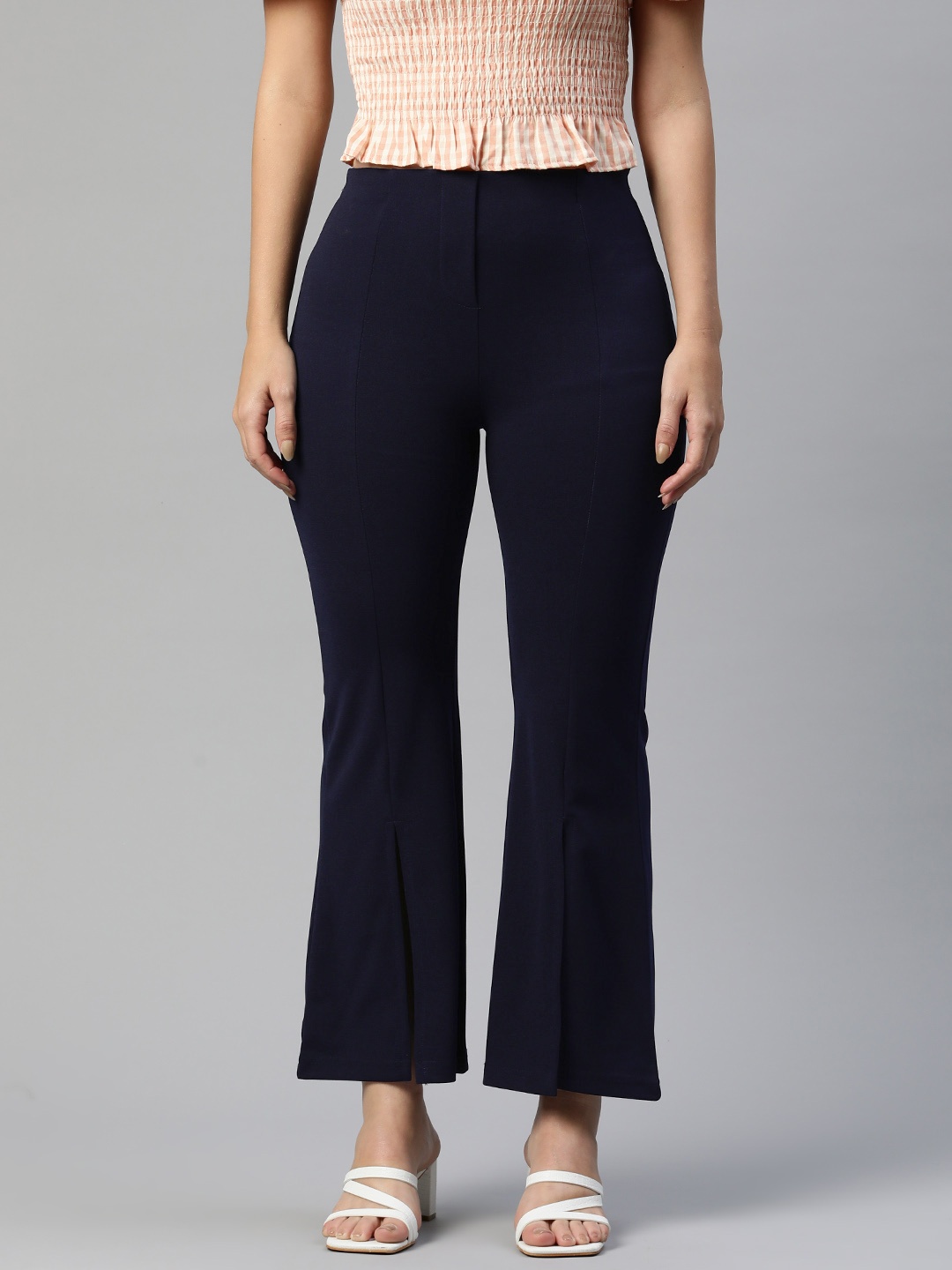 

plusS WORX Flared Trousers, Navy blue