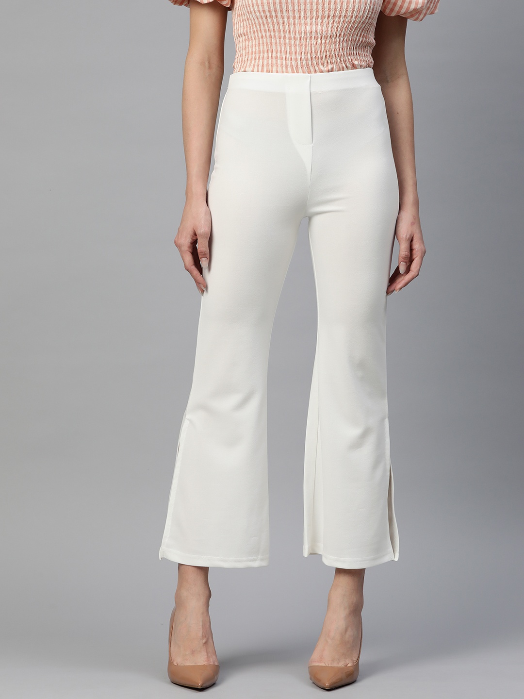 

plusS WORX Flared High-Rise Trousers, White