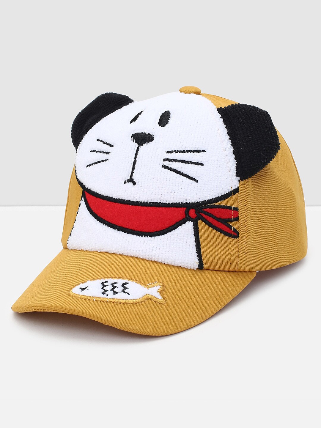 

max Boys Self Design Cotton Baseball Cap, Yellow