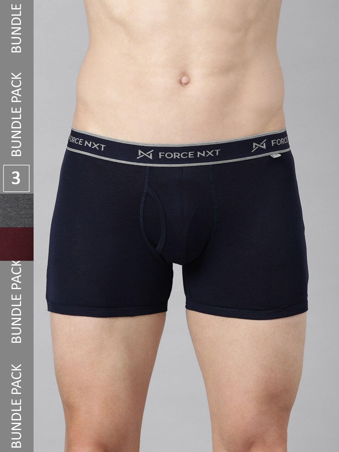 

Force NXT Men Pack Of 3 Assorted Cotton Trunks With ULTRA FRESH Technology