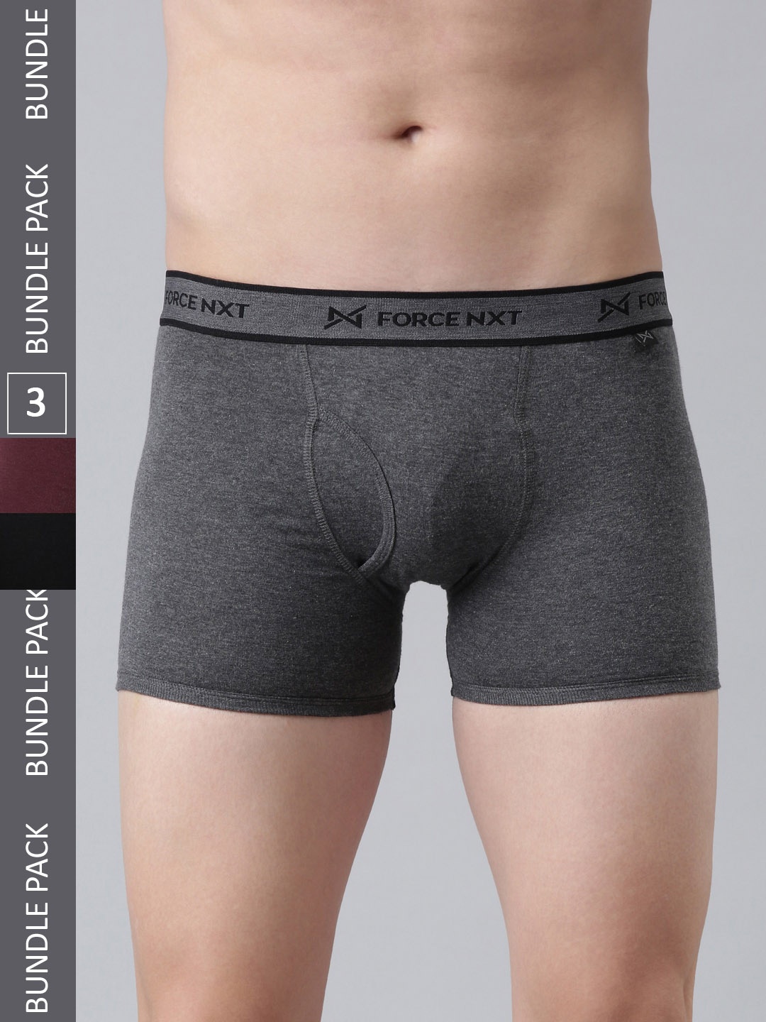

Force NXT Men Pack Of 3 Assorted Cotton Trunks With ULTRA FRESH Technology