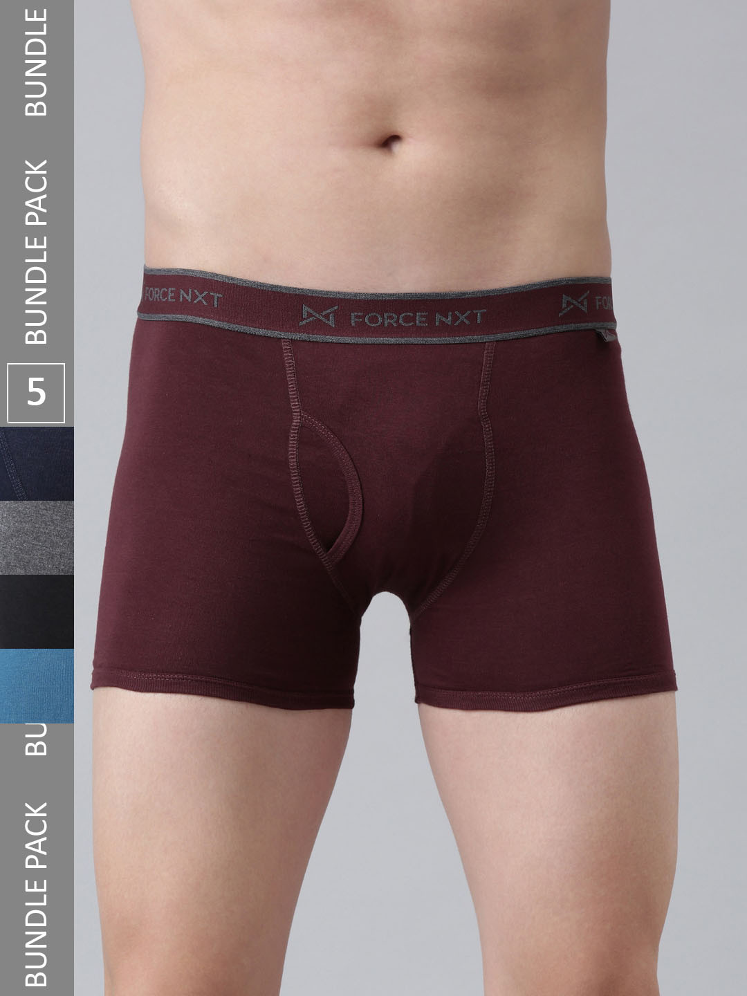 

Force NXT Men Pack Of 5 Assorted Cotton Trunks With ULTRA FRESH Technology