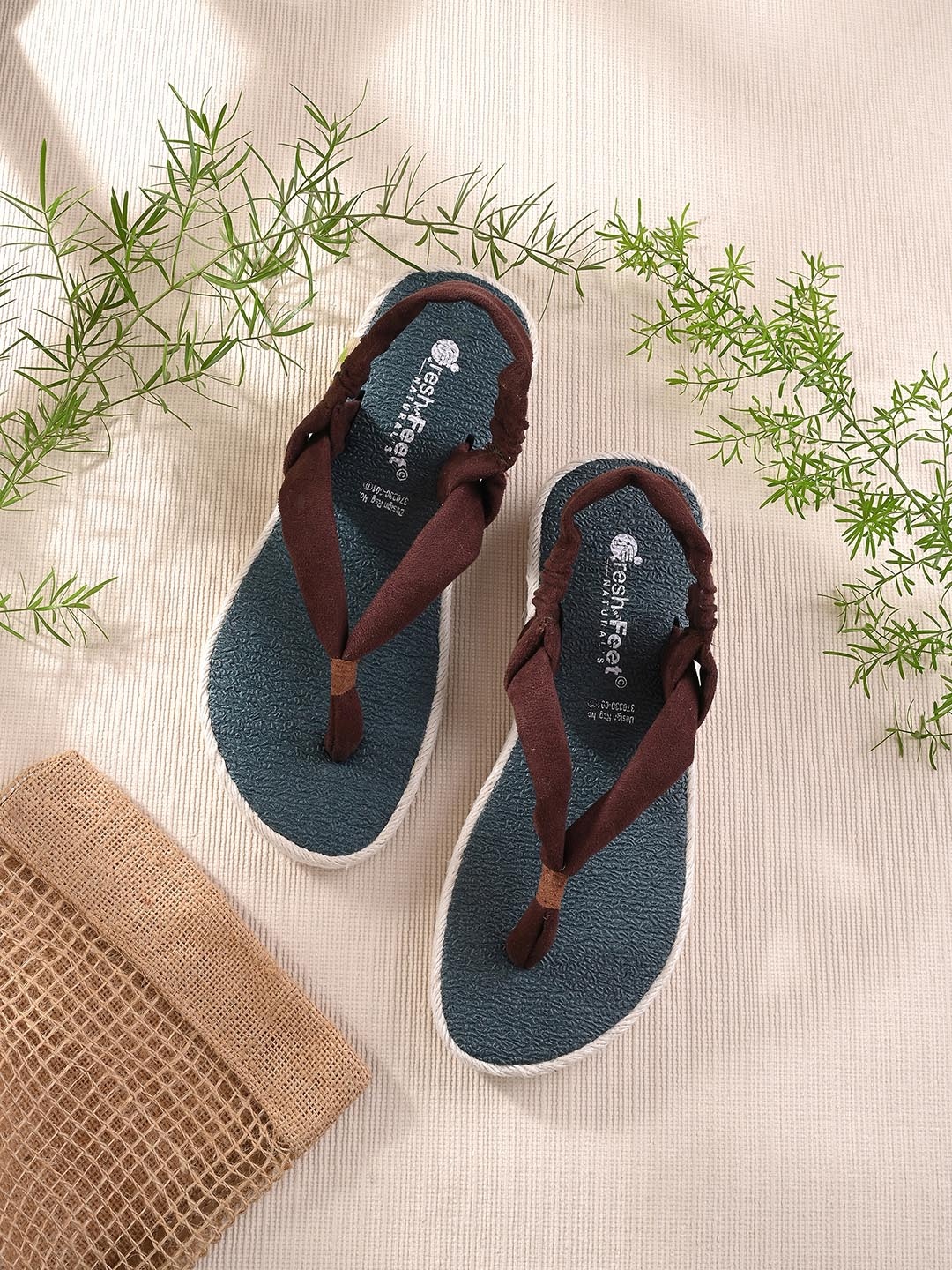 

FRESH 1947 FEET Women Open Toe T-Strap Flats, Brown