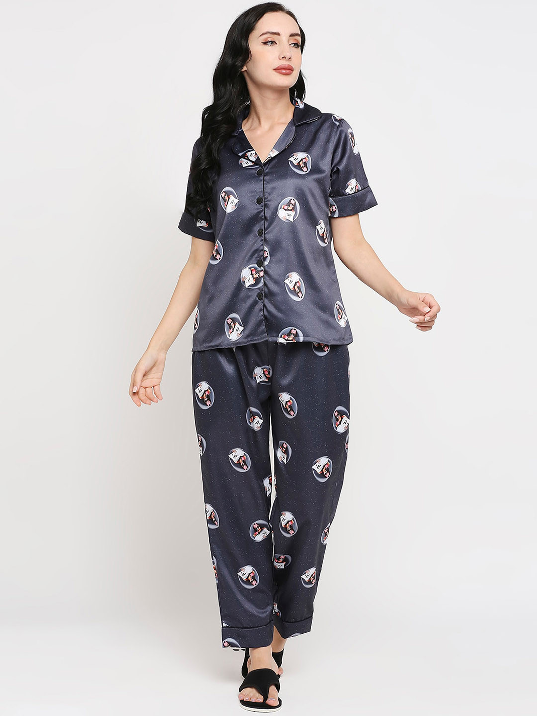 

Smarty Pants Women Printed Night suit, Grey