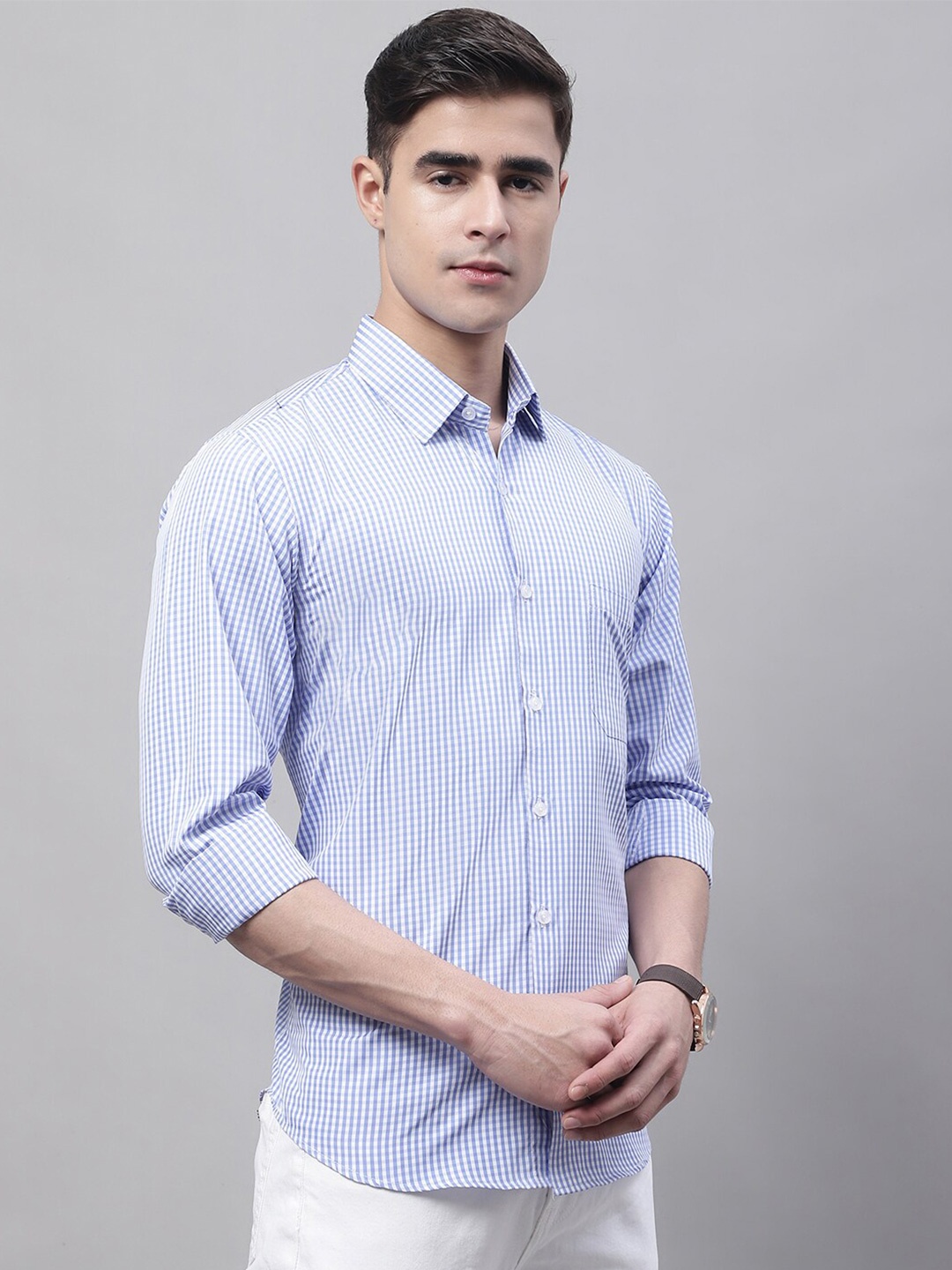 

JAINISH Men Classic Regular Fit Micro Checks Casual Shirt, Blue