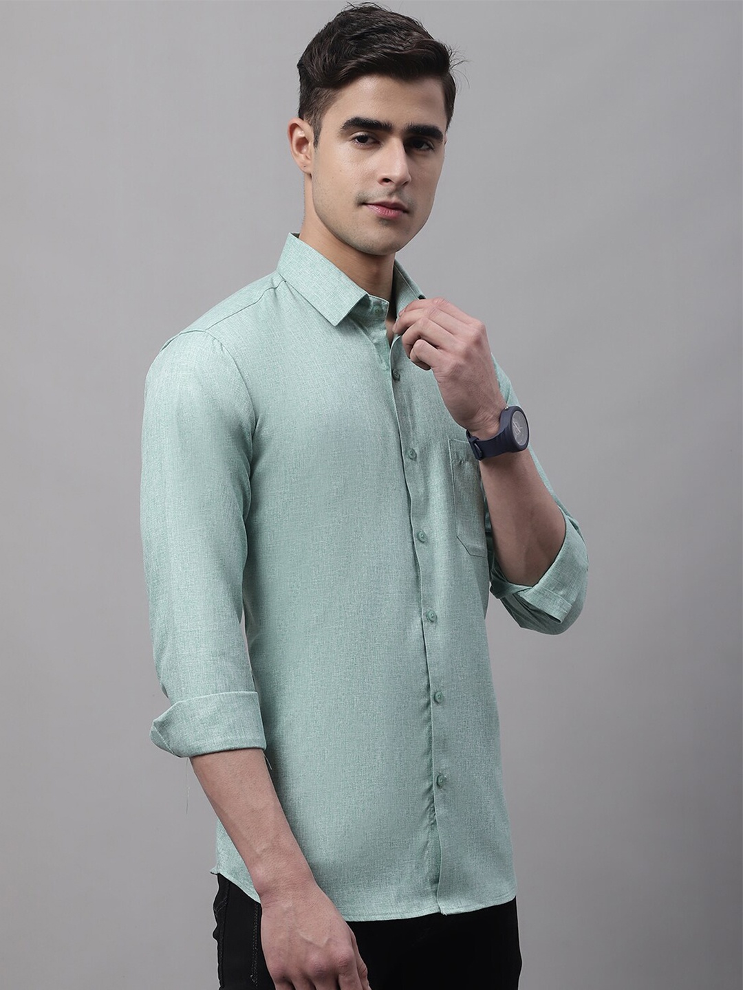 

JAINISH Men Spread Collar Casual Shirt, Green