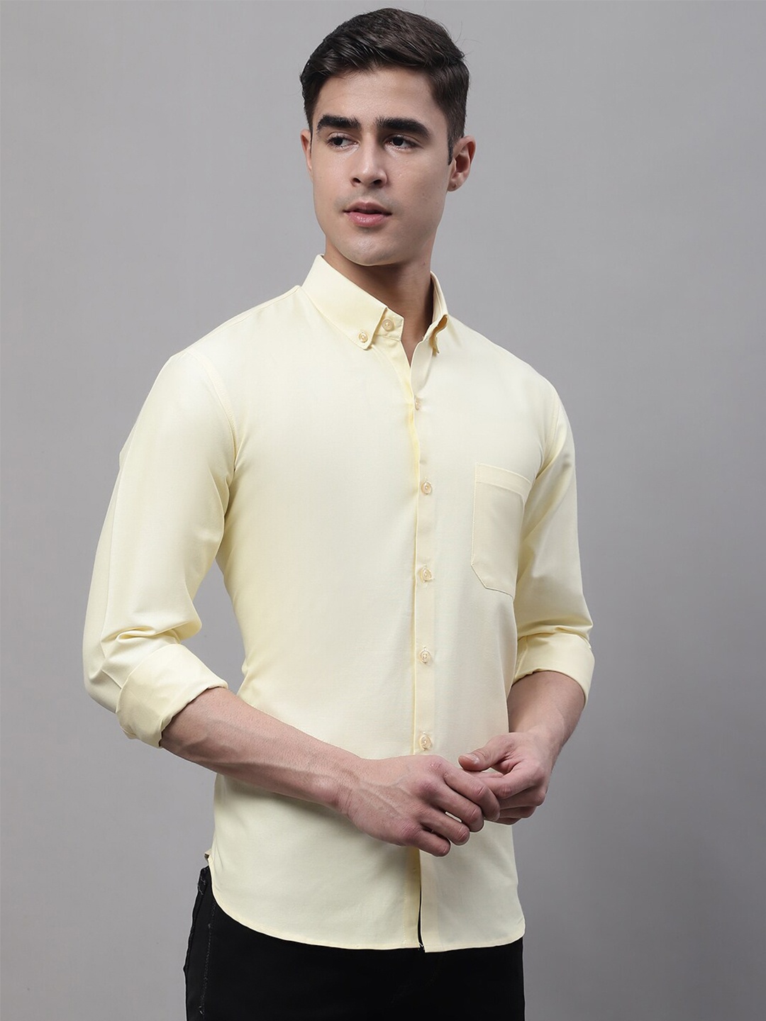

JAINISH Men Classic Casual Cotton Shirt, Yellow