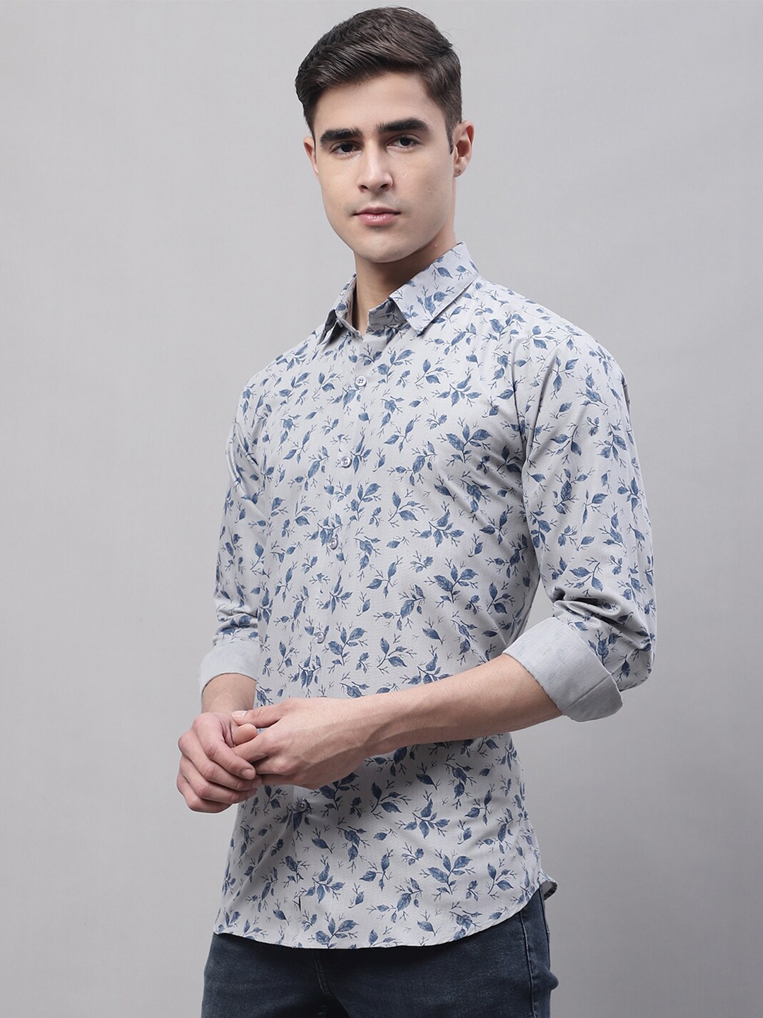 

JAINISH Men Classic Floral Printed Casual Cotton Shirt, Grey