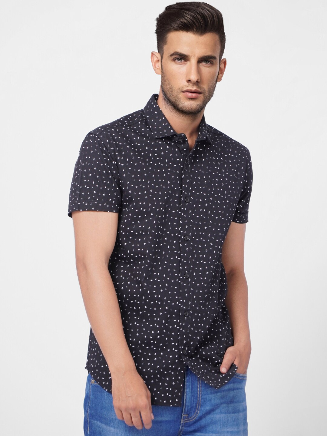 

Jack & Jones Men Printed Casual Cotton Shirt, Black