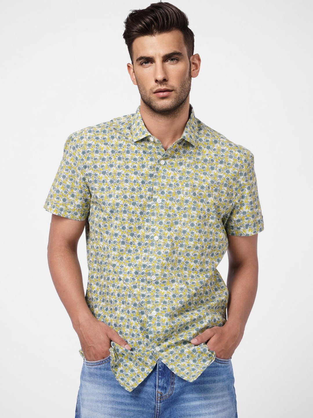 

Jack & Jones Men Slim Fit Printed Casual Shirt, White