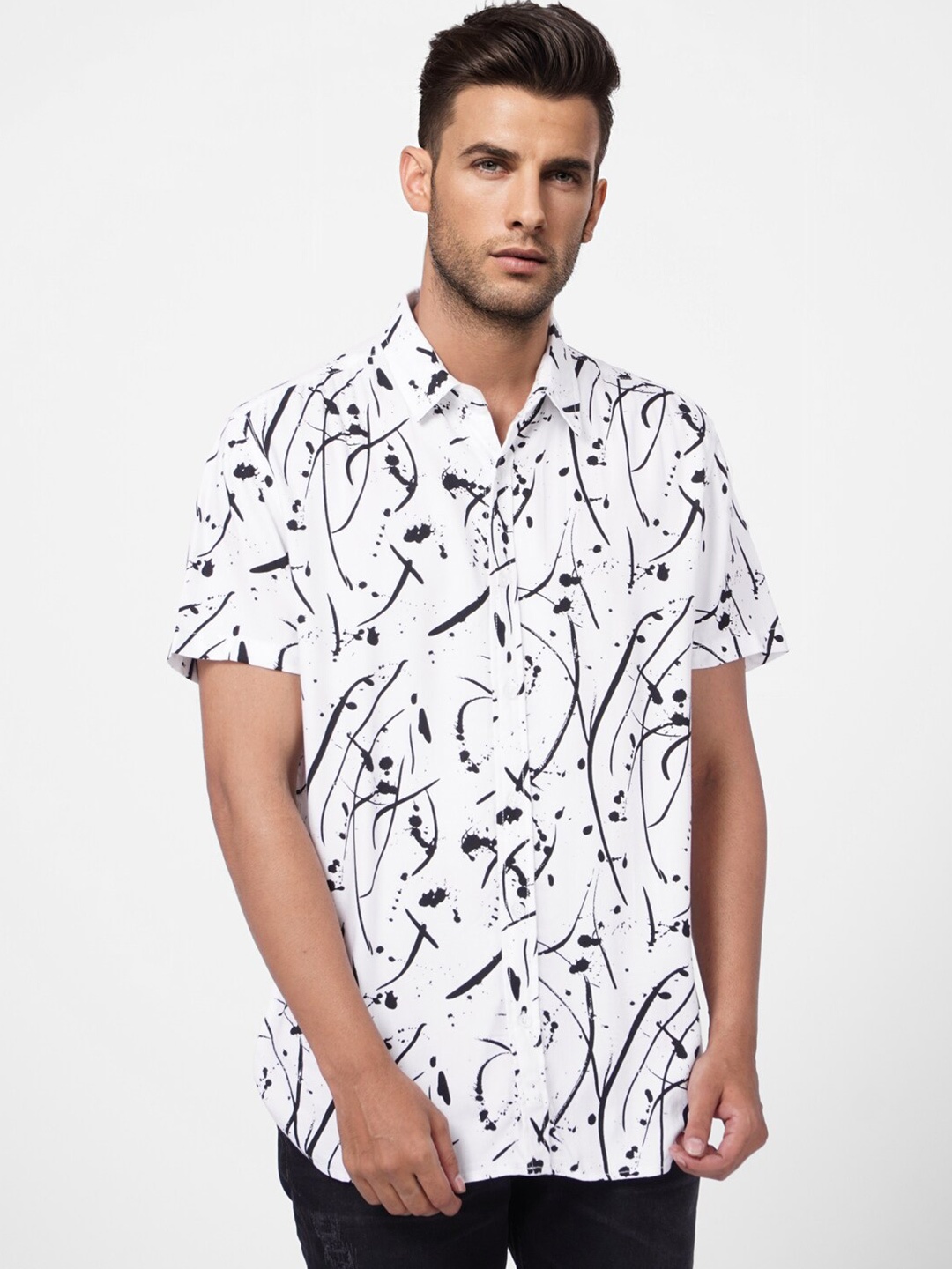 

Jack & Jones Men Abstract Printed Cotton Casual Shirt, White