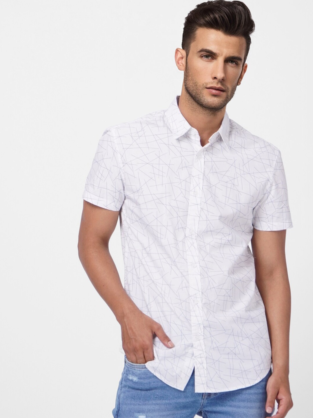 

Jack & Jones Men Striped Cotton Casual Shirt, White