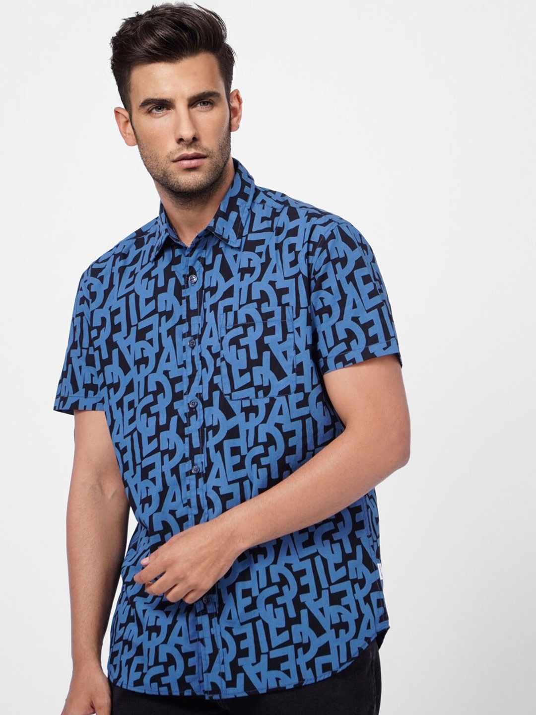 

Jack & Jones Men Printed Casual Cotton Shirt, Black