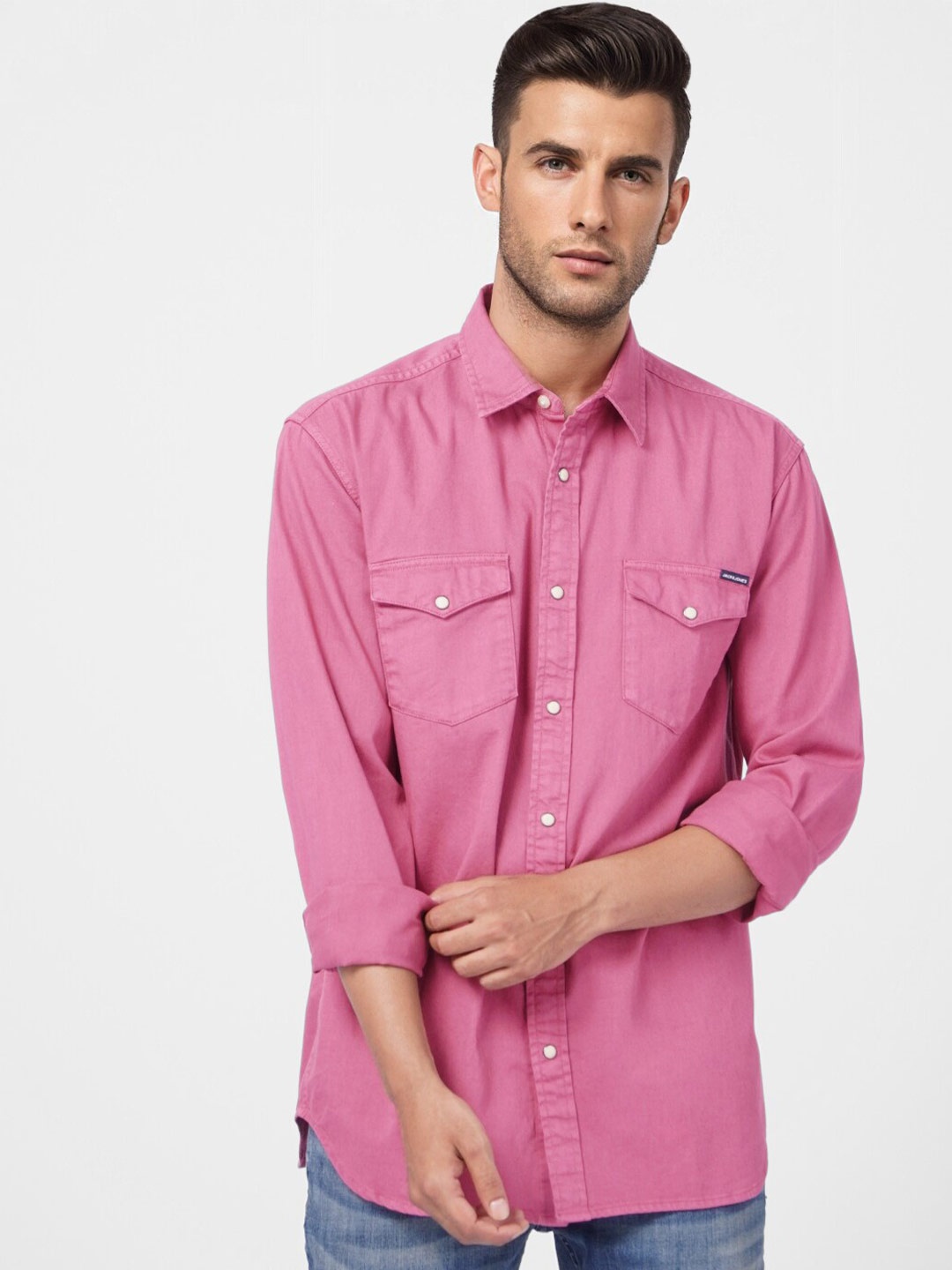 

Jack & Jones Men Cotton Casual Shirt, Pink