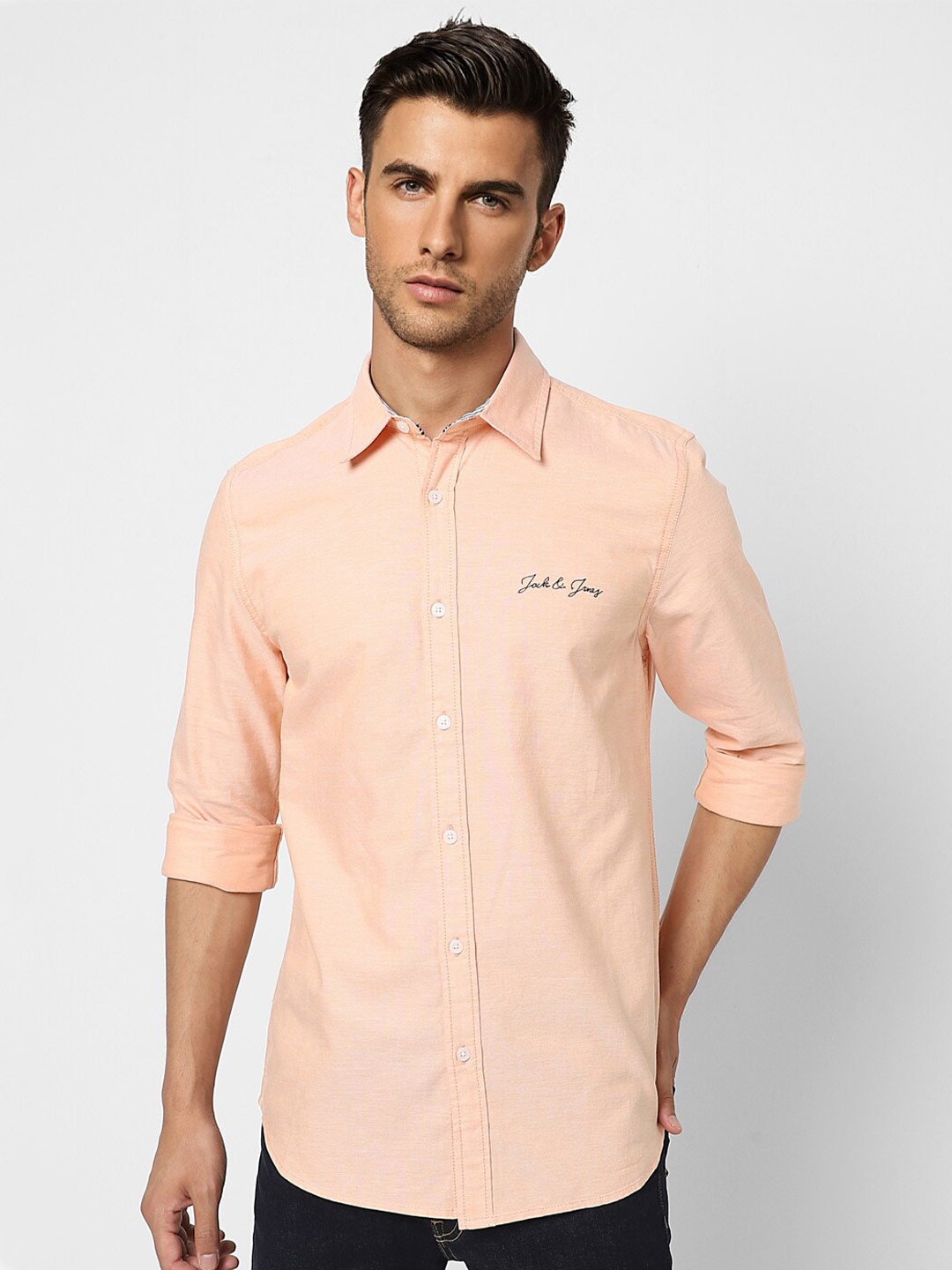 

Jack & Jones Men Casual Cotton Shirt, Peach