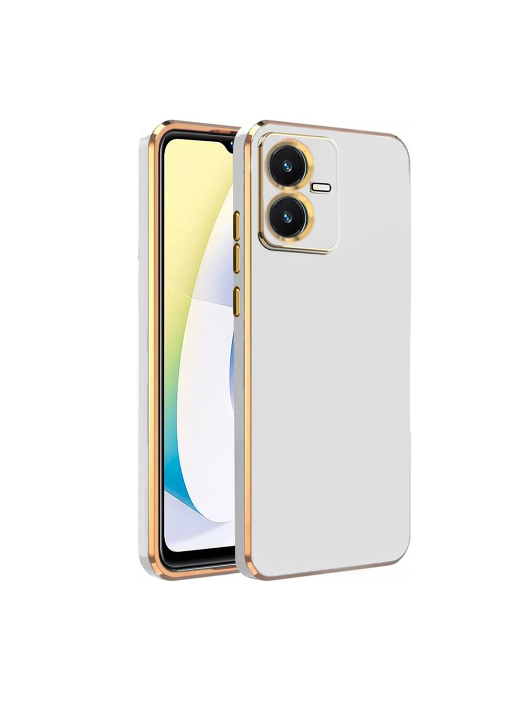 

Karwan Electroplated Chrome Vivo Y22S Phone 6D Back Cove, White