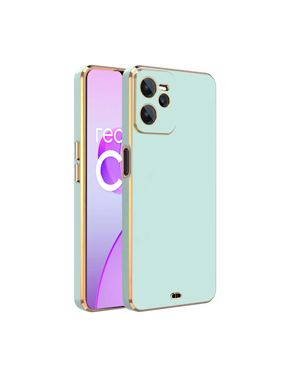 

Karwan Realme C35 Mobile Electroplated Chrome 6D Phone Back Cover, Green