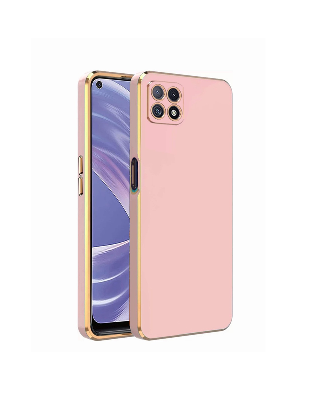 

KARWAN Electroplated Chrome 6D Oppo A73 5G Phone Back Cover, Pink