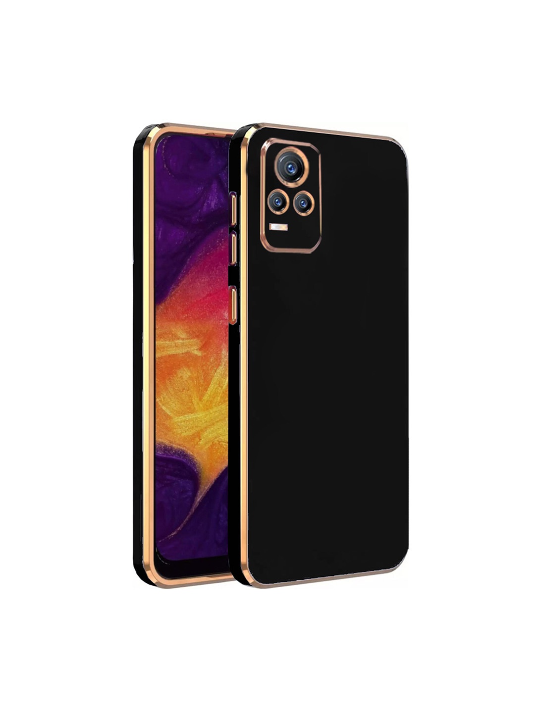 

Karwan Electroplated Chrome 6D Vivo V21E 4G Phone Back Cover, Black