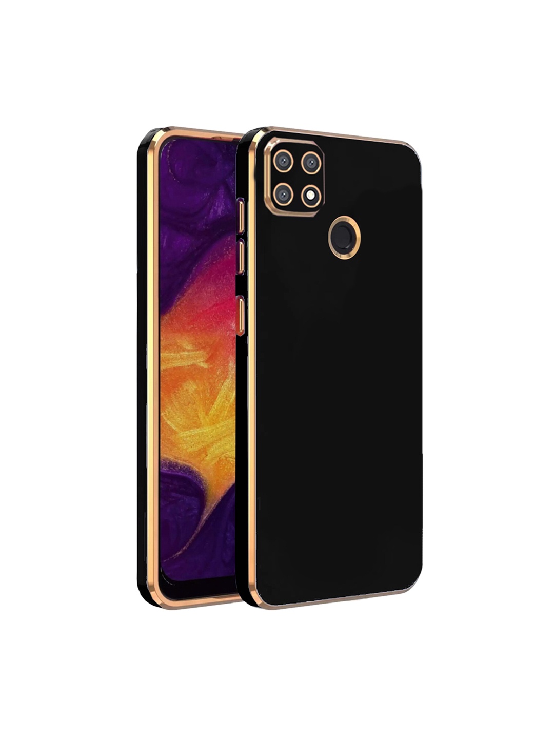 

Karwan Electroplated Chrome 6D Oppo A15 Phone Back Cover, Black