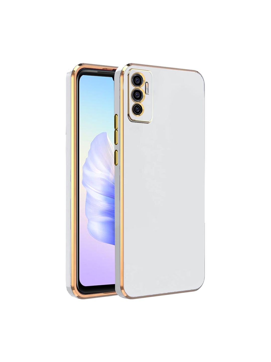

KARWAN Electroplated Chrome 6D Vivo V23E Phone Back Cover, White