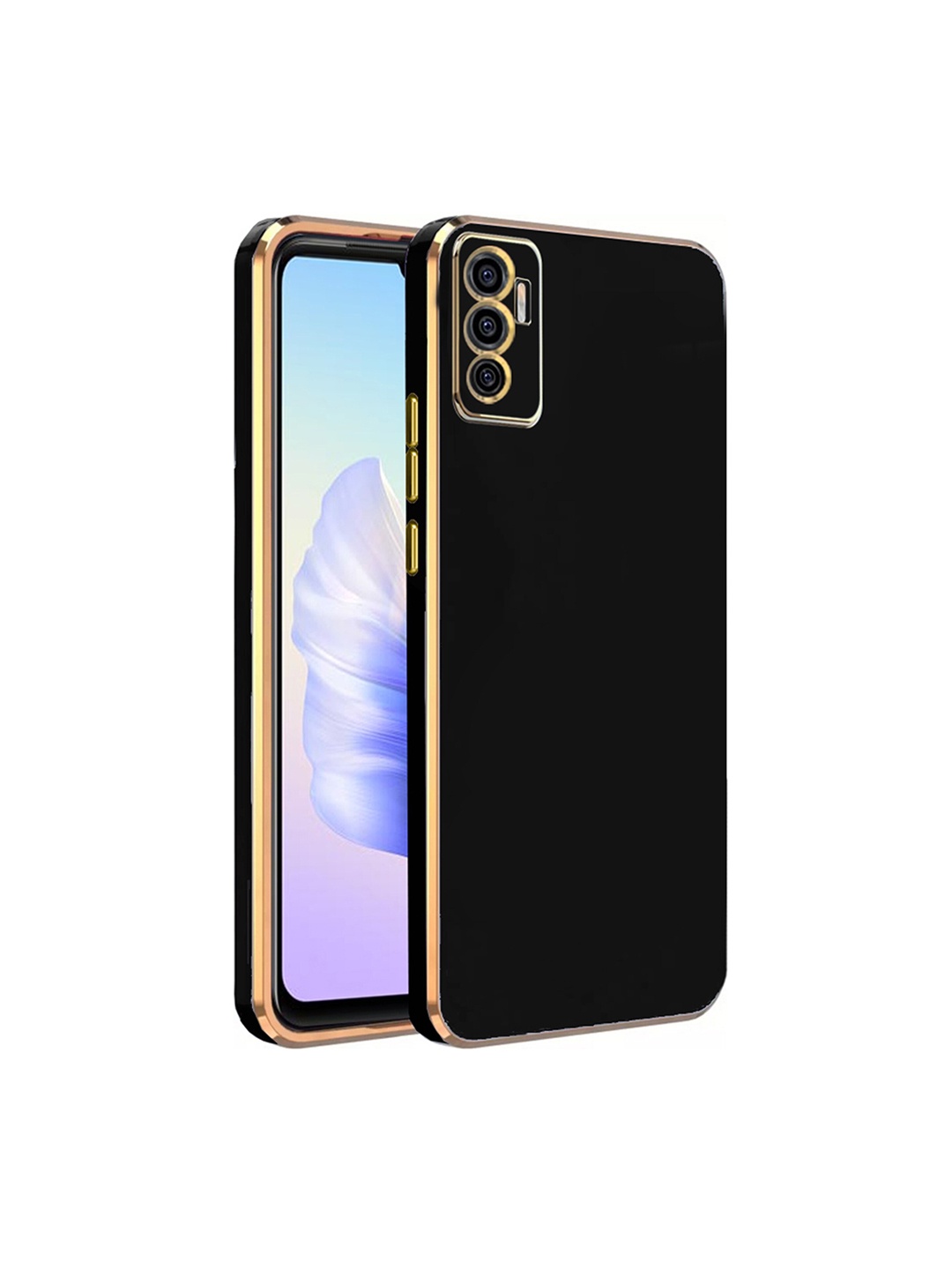 

KARWAN Electroplated Chrome 6D Vivo V23E Phone Back Cover, Black