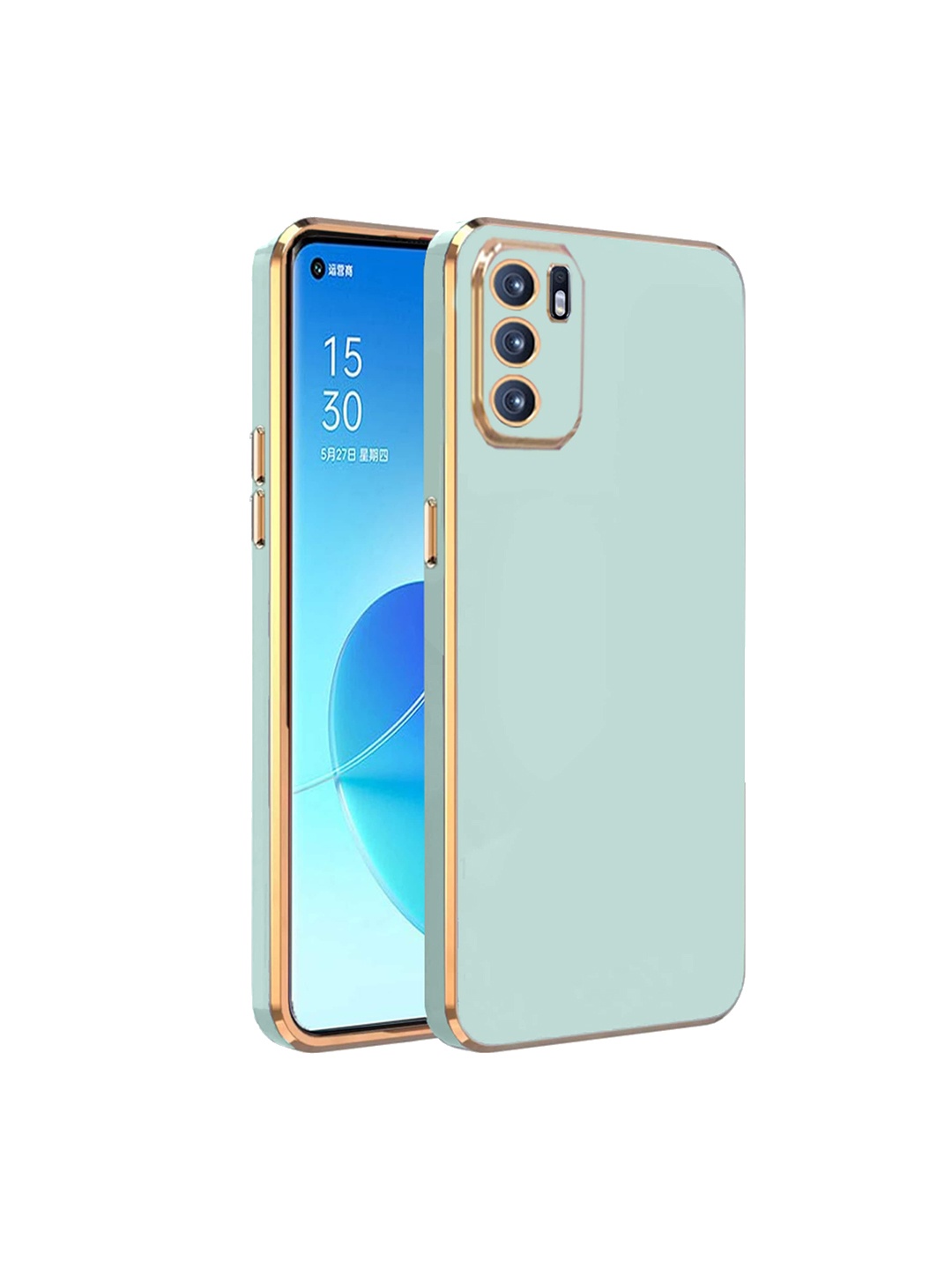 

Karwan Oppo RENO 6 Electroplated Chrome 6D Phone Back Cover, Green