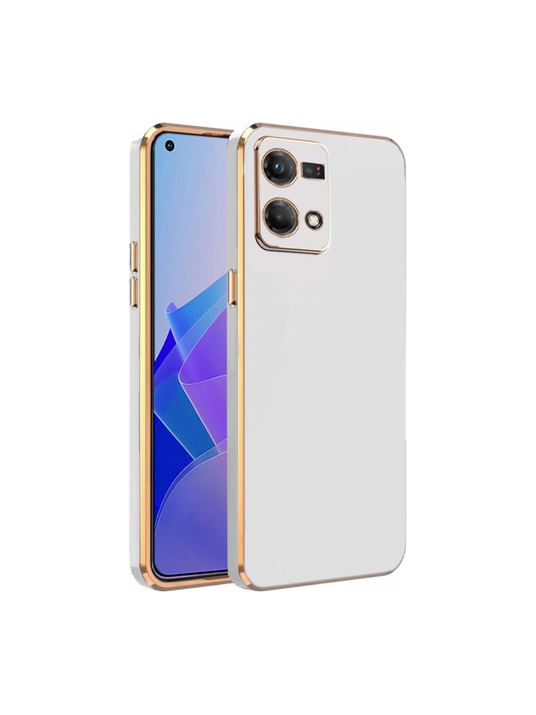 

Karwan Electroplated Chrome 6D Oppo F21PRO 4G Phone Back Cover, White