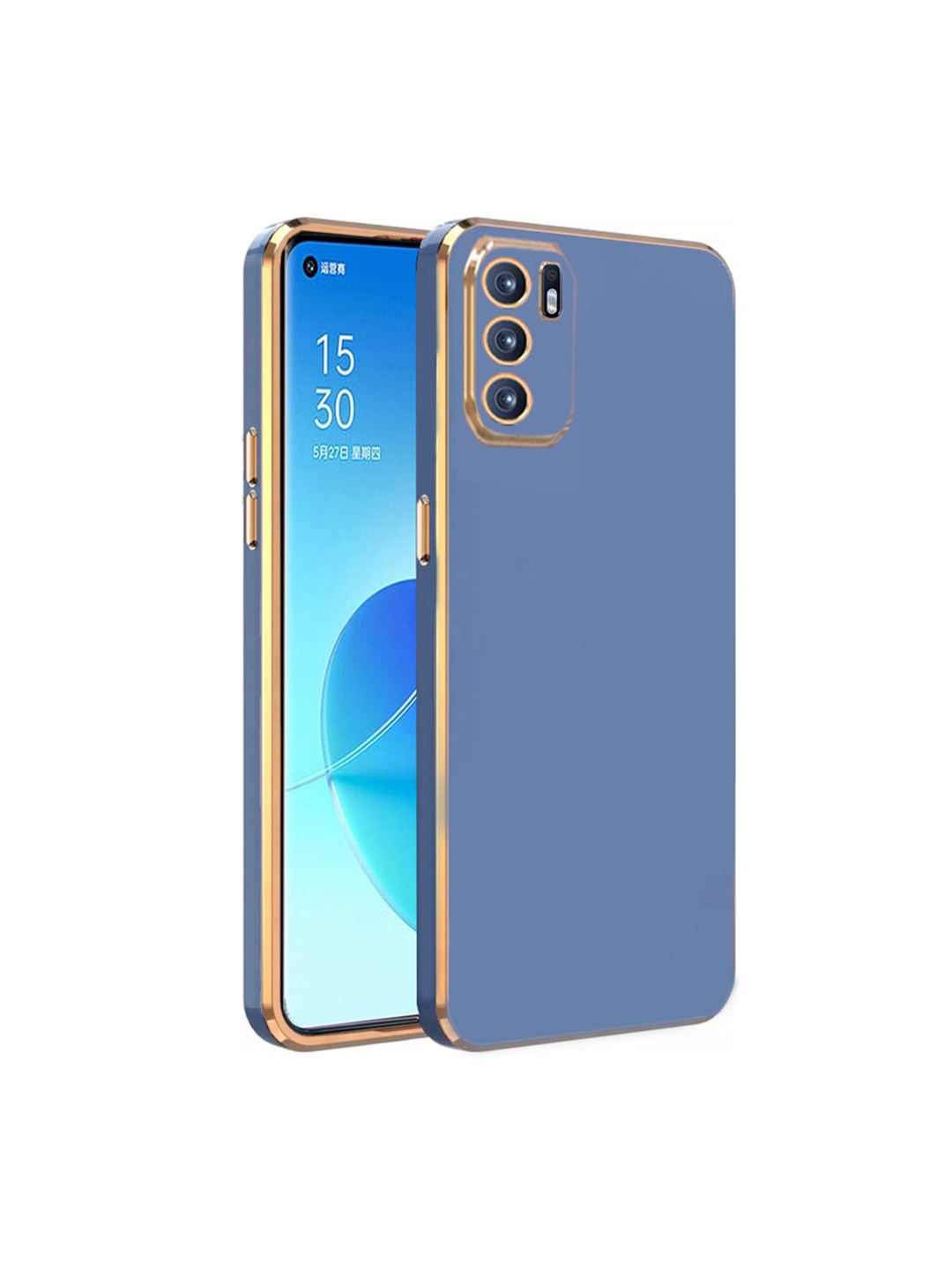 

KARWAN Electroplated Chrome 6D Oppo RENO 6 Phone Back Cover, Blue