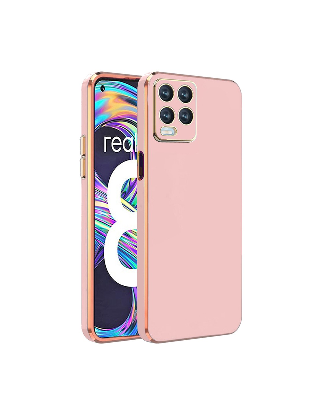 

Karwan Electroplated Chrome 6D Realme 8 5G Phone Back Cover, Pink
