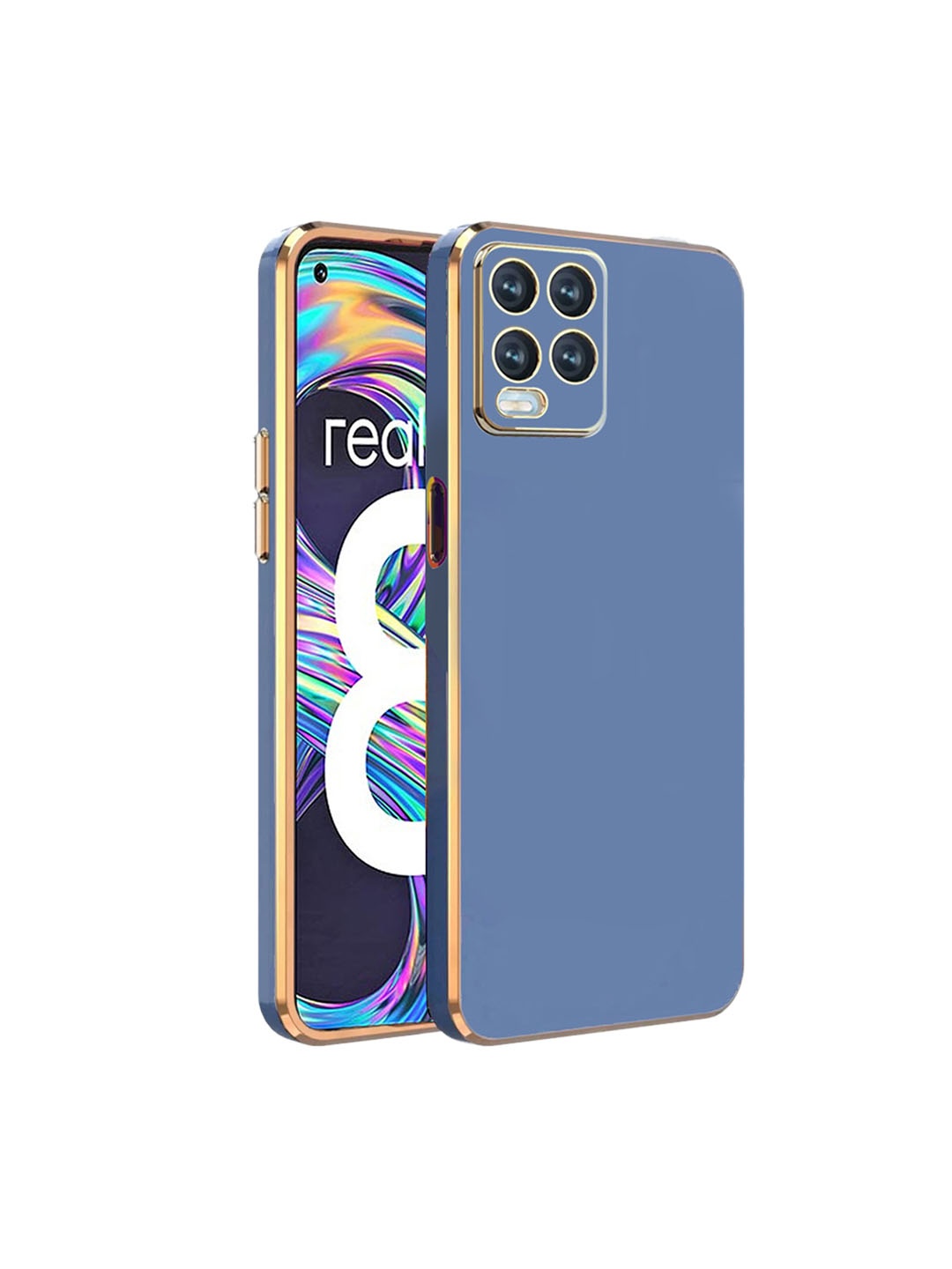 

KARWAN Electroplated Chrome 6D Realme 8 5G Phone Back Cover, Blue