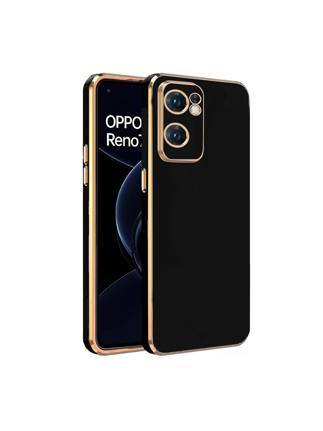 

KARWAN Electroplated Chrome 6D Oppo RENO 7 Phone Back Cover, Black