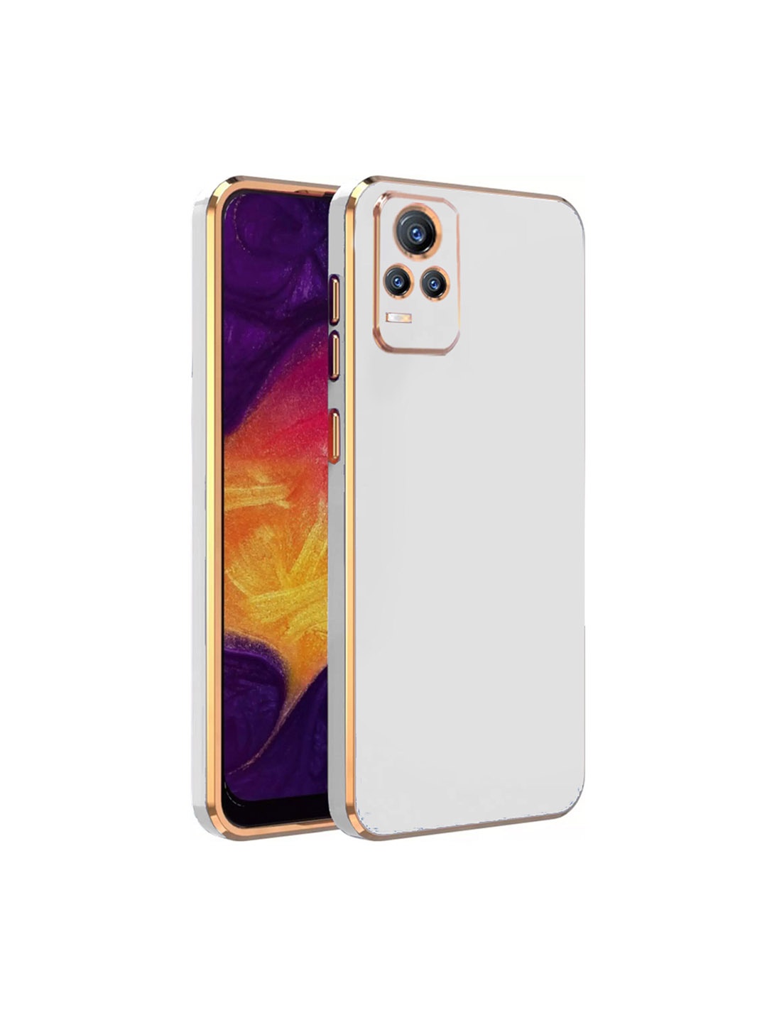 

Karwan Electroplated Chrome Vivo V21E 4G Phone Back Cover, White