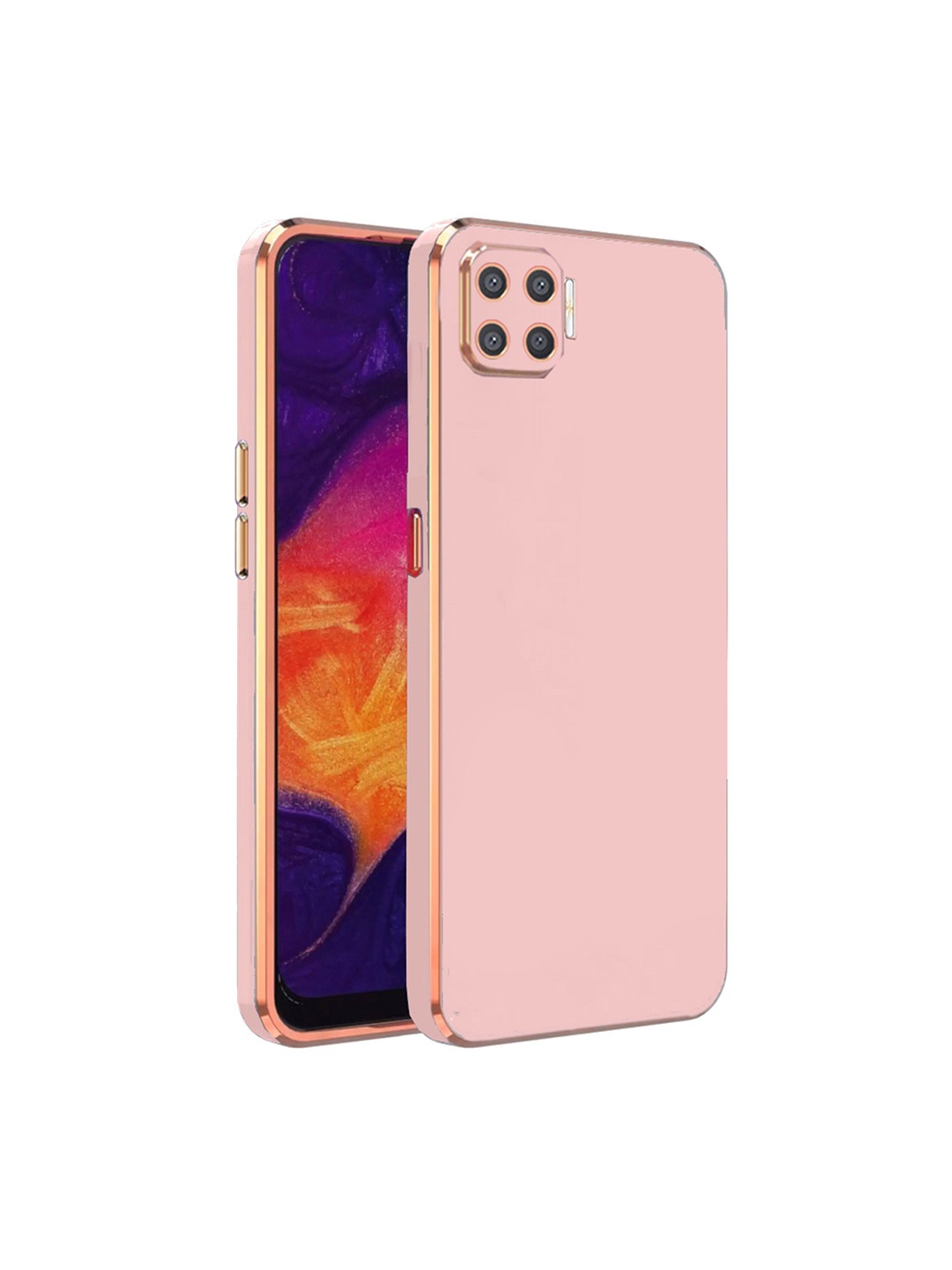 

Karwan Electroplated Chrome 6D Oppo A73 Phone Back Cover, Pink
