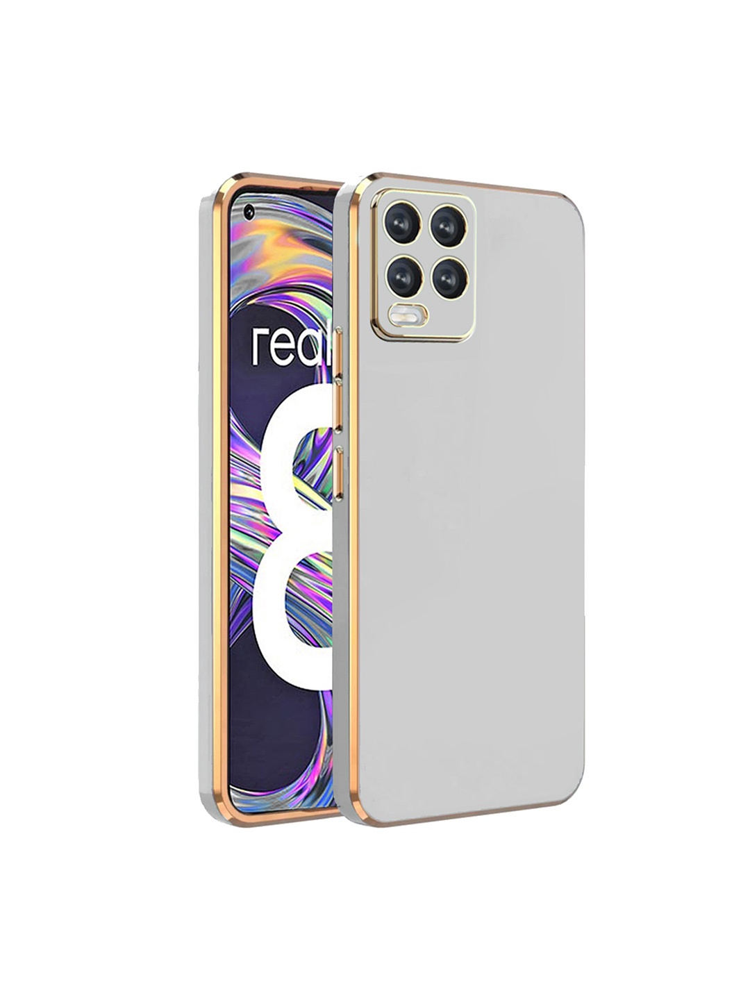 

KARWAN Electroplated Chrome 6D Samsung Realme 8 4G Phone Back Cover, White