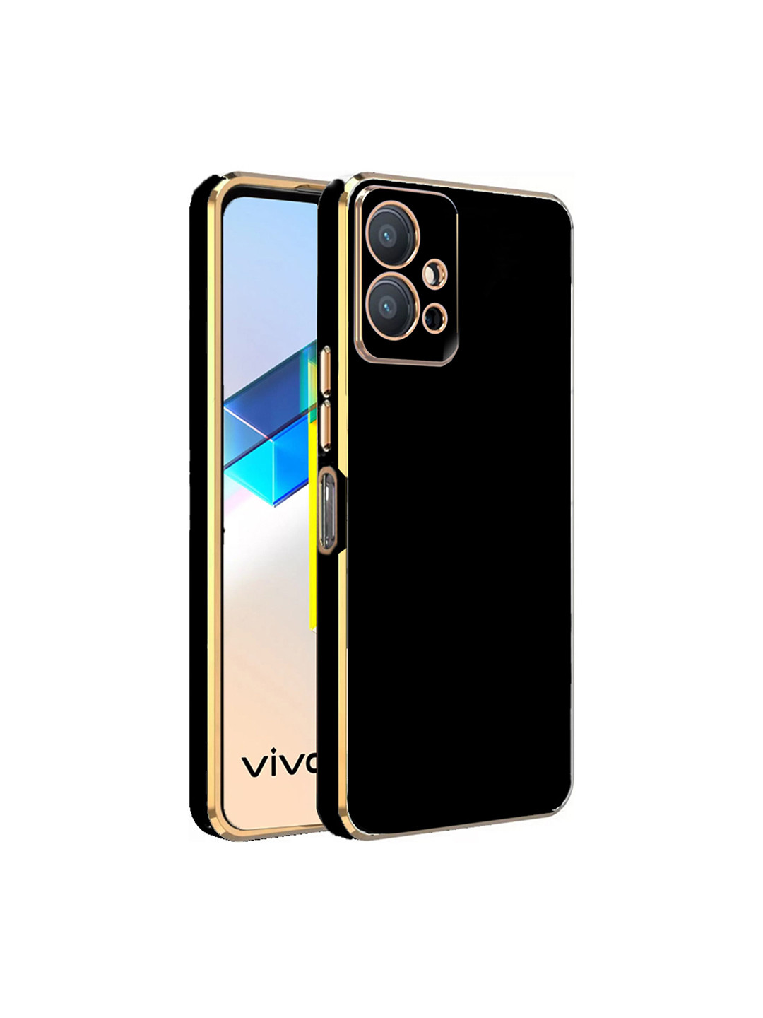 

Karwan Electroplated Chrome 6D Vivo Y75 4G Phone Back Cover, Black