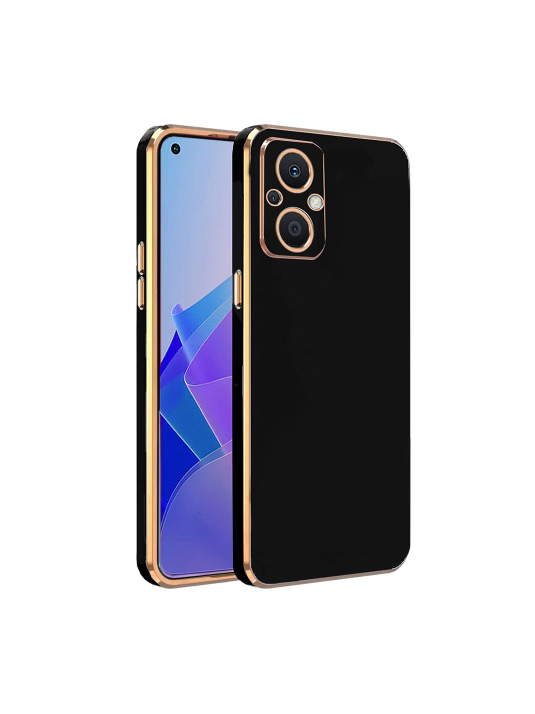 

Karwan Electroplated Chrome 6D Oppo A96 Phone Back Cover, Black