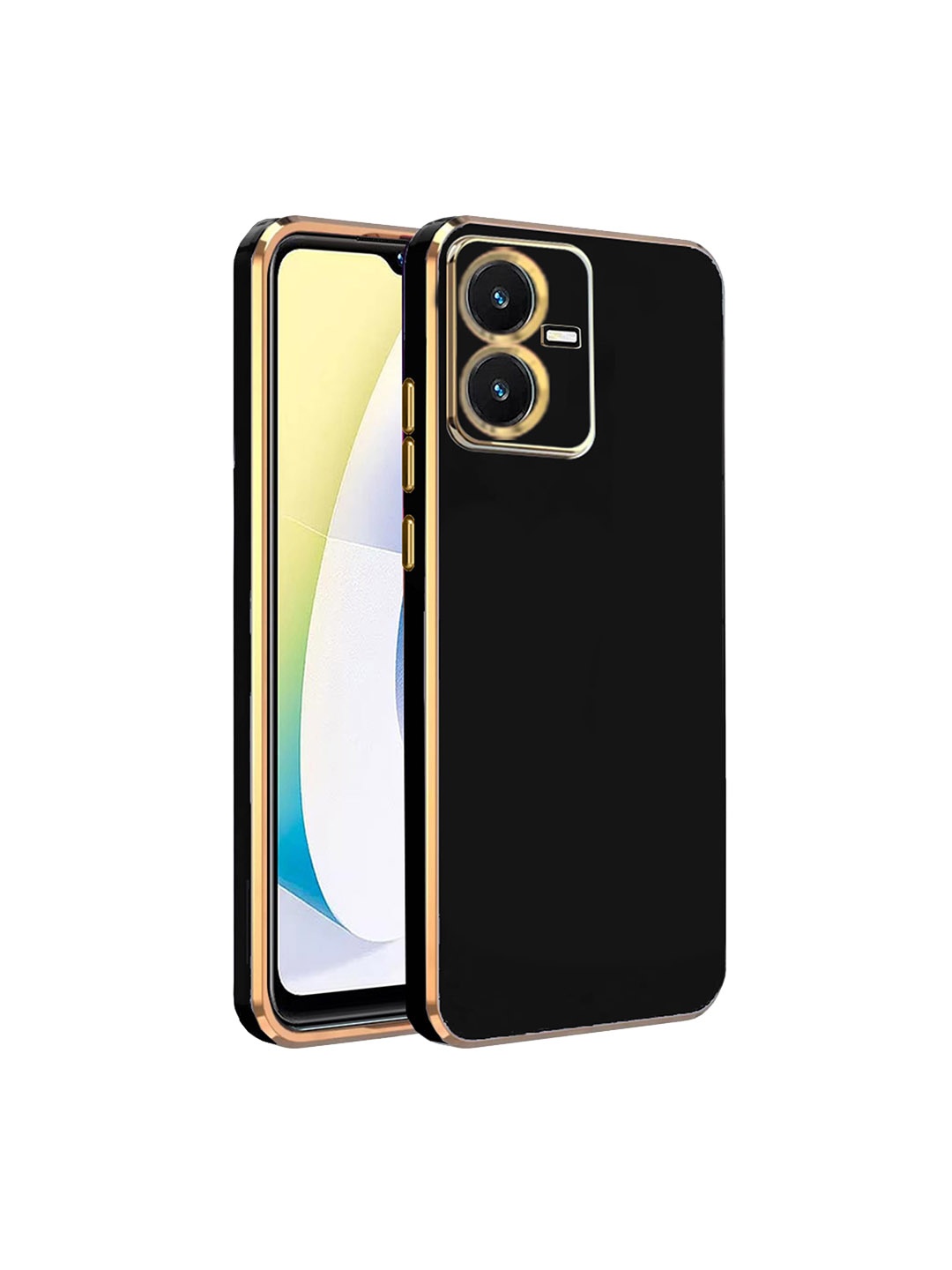 

KARWAN Electroplated Chrome 6D Vivo Y22S Phone Back Cover, Black